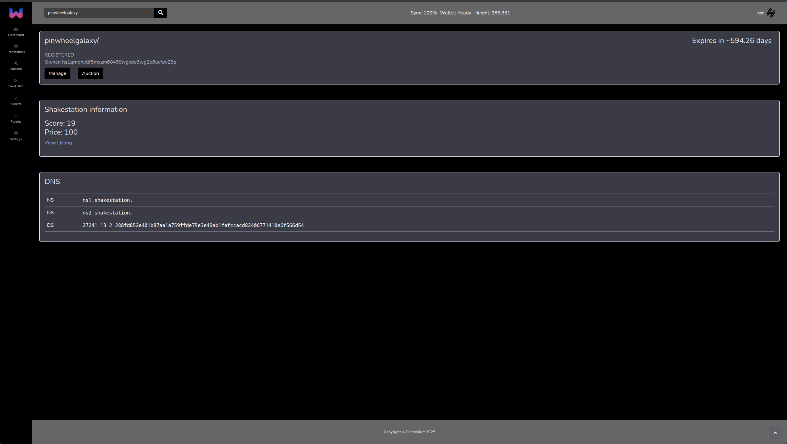 Domain listed for sale on Shakestation